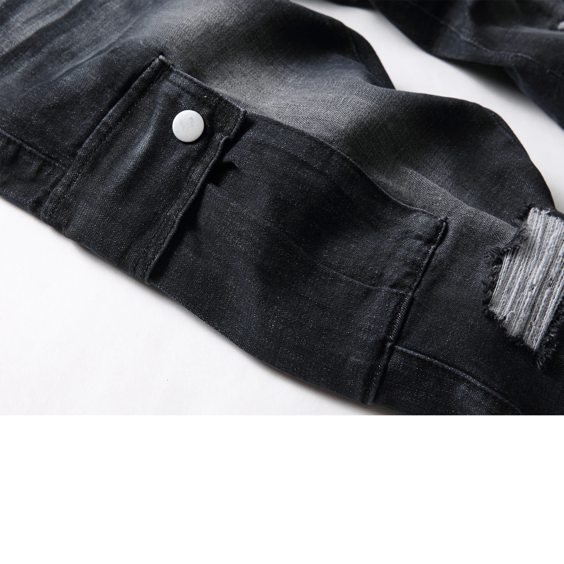 Spring Fall Men Pants Pocket Trim Straight Leg Slim Cat beard Jeans Classic Black Casual Social Hip Hop Party High Quality Jeans