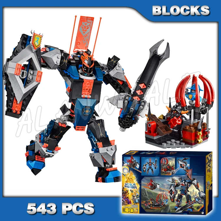 

543pcs Nexoes Knights The Black Mech Skeletal Lava Fly Lair Catapult 10519 Building Blocks Set Compatible with Model