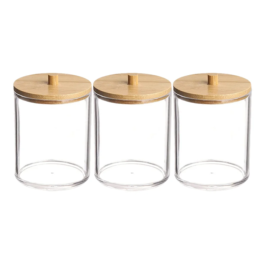 

3pcs Apothecary Jars Cotton Swab Holder Cosmetics Cotton Storage Organizer