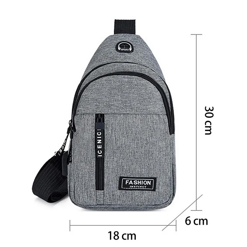 Multifunction Crossbody Chest Bag Men Bussiness USB Charging Port Messengers Pack Waterproof Sling Shoulder Bags Male Phone Bag