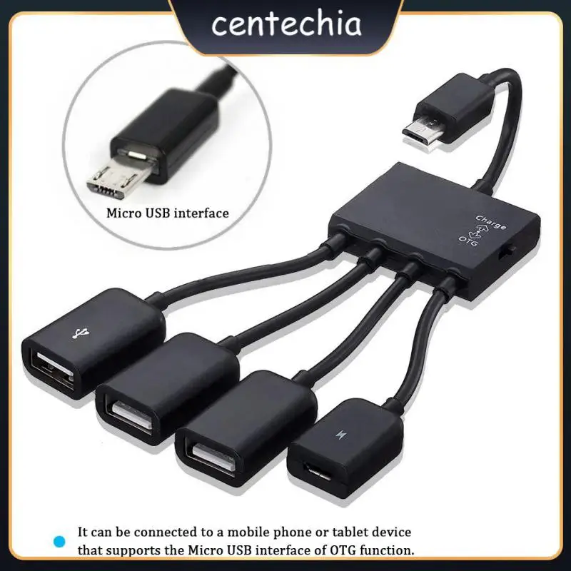 

Cable Splitter High Speed Portable Phone Charger For Android Phone Tablet Pc Micro Usb To 2 Otg 4in1 4 Port Hub Converter
