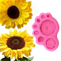sunflower pistil flowers shape fondant cake silicone mold biscuits pastry mould candy chocoate molds embossed diy baking tools