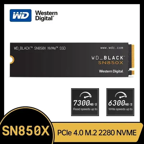 Накопитель Western Digital WD SN850X, Внутренний твердотельный диск на 1 ТБ, NVMe Gen4 PCIe M.2 2280 PCIe 4.0X4 для PS5, настольного ноутбука