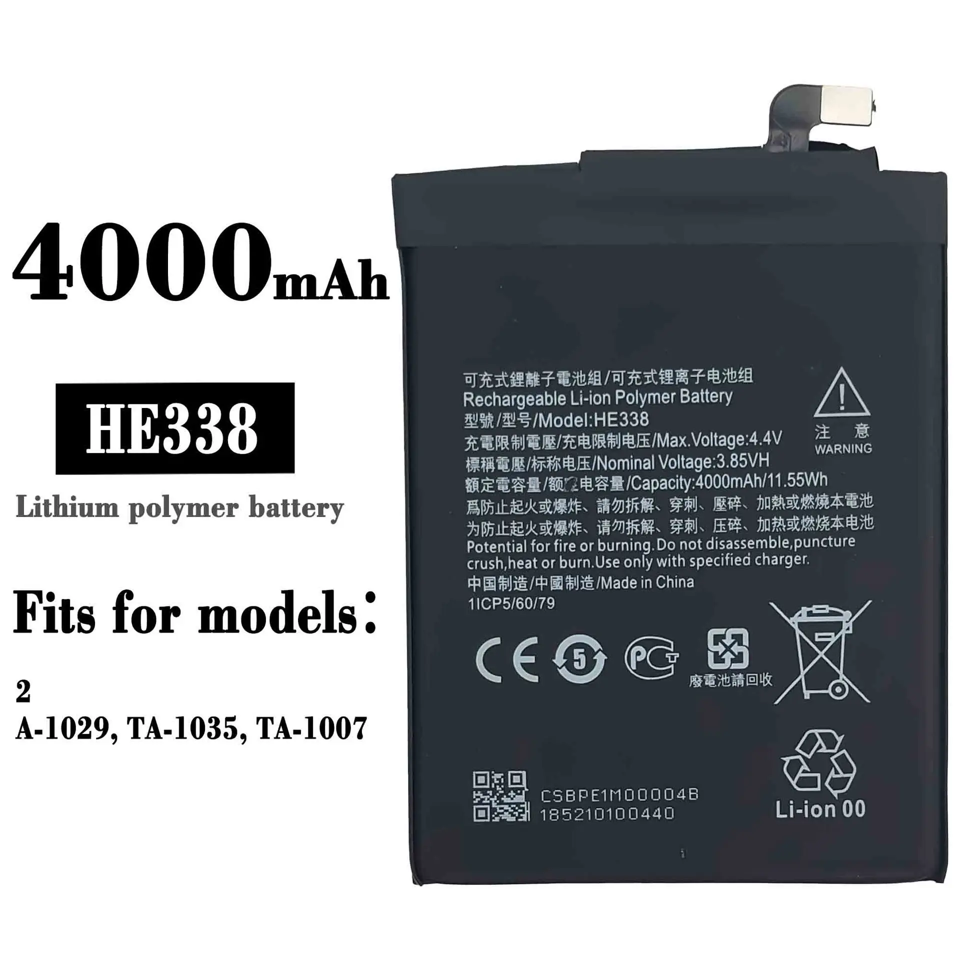 

HE338 Orginal 4000mAh Replacement Battery For Nokia 2 Nokia2 A-1029 TA-1035 TA-1007 HE-338 High Quality Batteries Latest Bateria