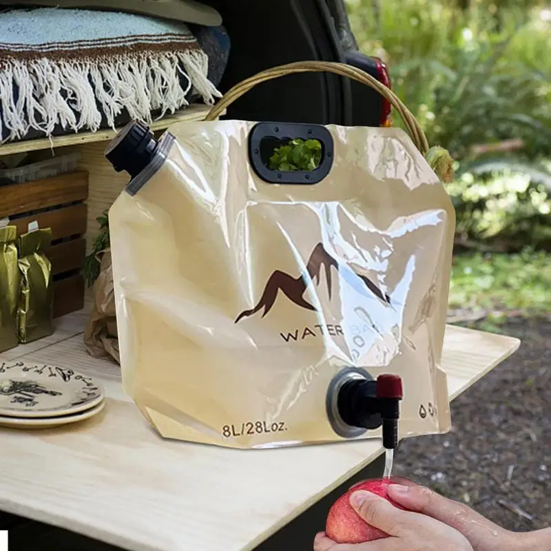 Портативный Складной Контейнер Для Воды 8 Л С Краном Кемпинга И Пешего Туризма —