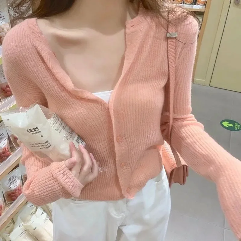 Новинка модный весенний женский кардиган из 100% мериносовой шерсти с круглым