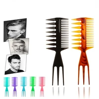 vintage oil head comb wide teeth hairbrush fork comb men beard hairdressing brush barber shop styling tool salon accessory