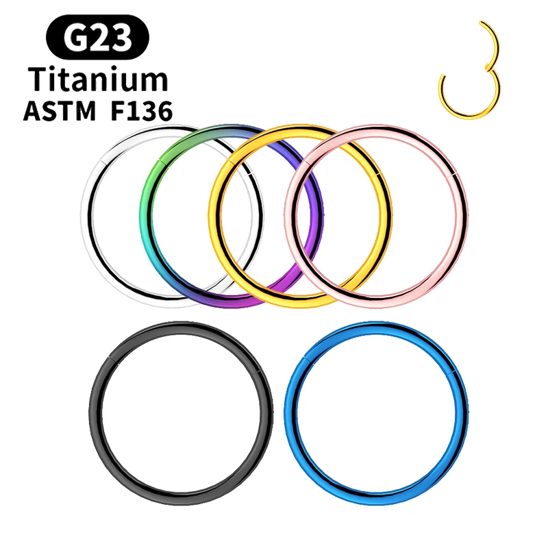 

G23 Titanium Nose Rings Mixed Color Body Clips Hoop For Women Men Cartilage Piercing Jewelry Hinged Segment Ear Cartilage Tragus