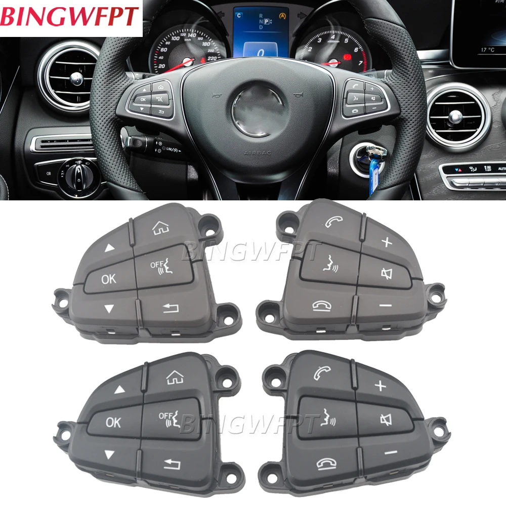 

Car Multi-Function Steering Wheel Control Switch Button Cover Plate For Mercedes Benz C GLC Class W205 W253 0999050200 099905030