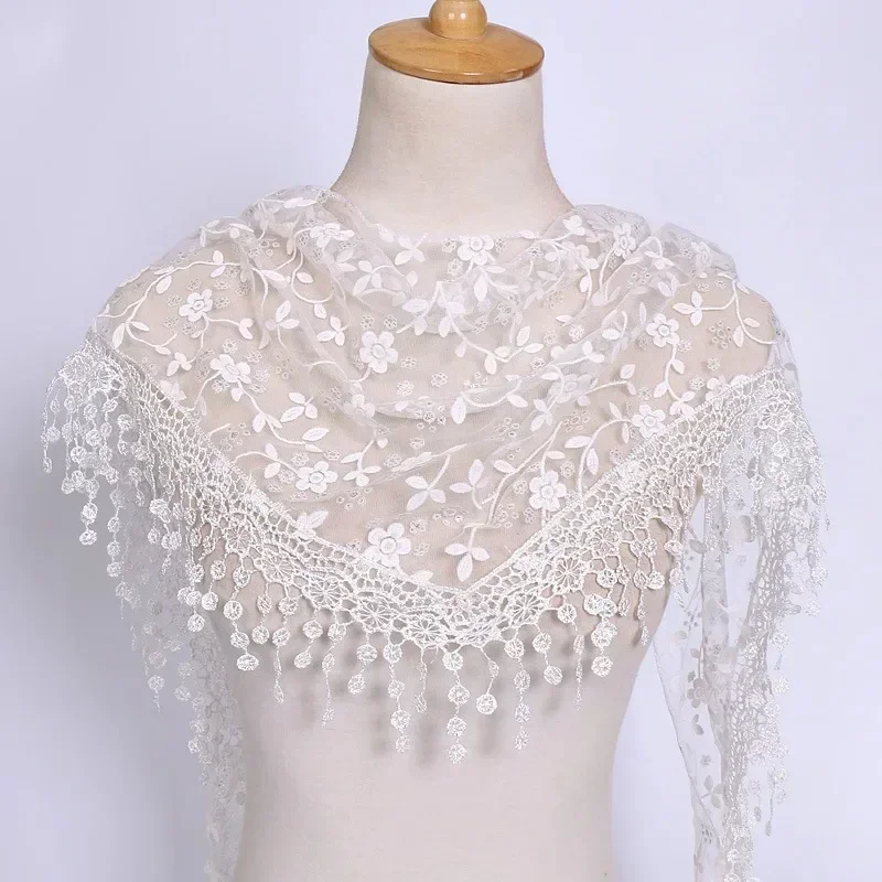 Цветочный кружевной треугольный шарф-Фата шаль женские головные уборы бандана