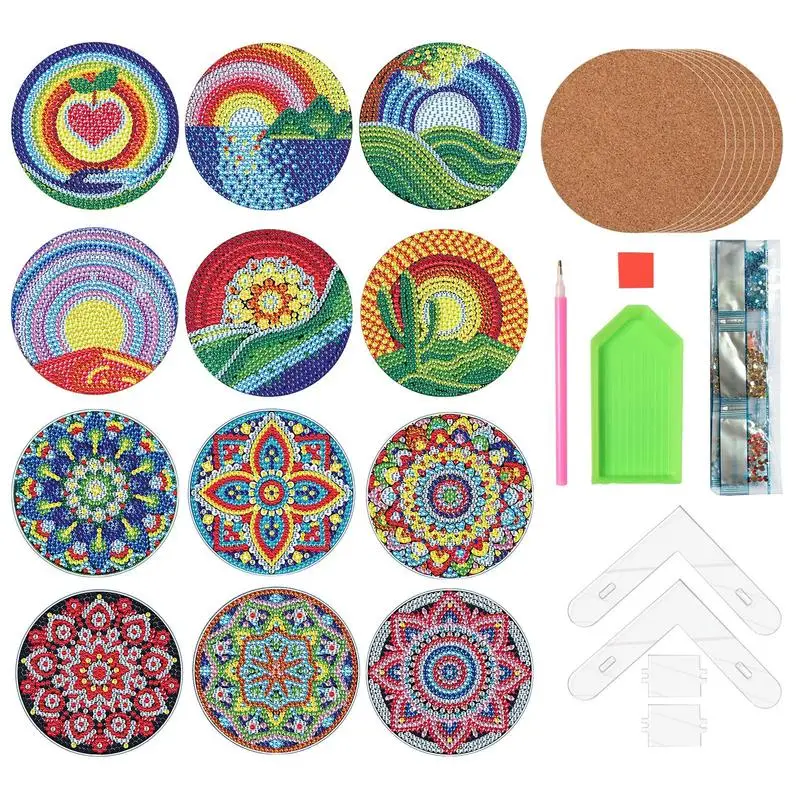 

Diamond Art Coaster Set 5D Crystal Diamond DIY Coaster Set Exquisite Arts And Crafts For Adults Kits