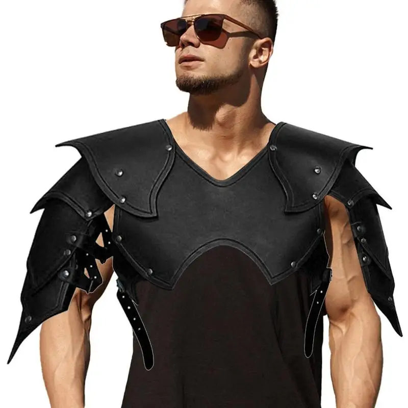 

Adult's Cuirass Medieval Elf Cosplay Costume Elven Shoulder Chest Armor Viking Knight Leather Larp Vest Tops Buckle Strap