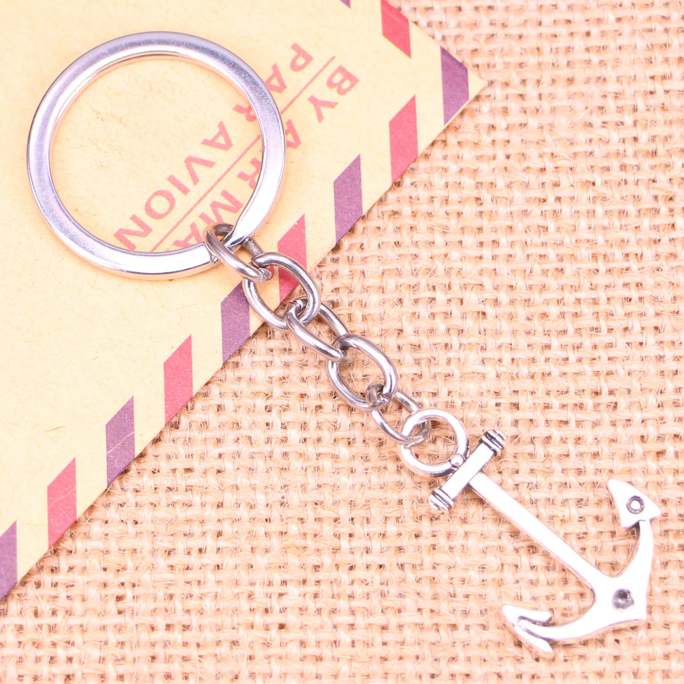

20pcs New Fashion Keychain 33*20 mm anchor sea Pendants DIY Men Jewelry Car Key Chain Ring Holder Souvenir For Gift