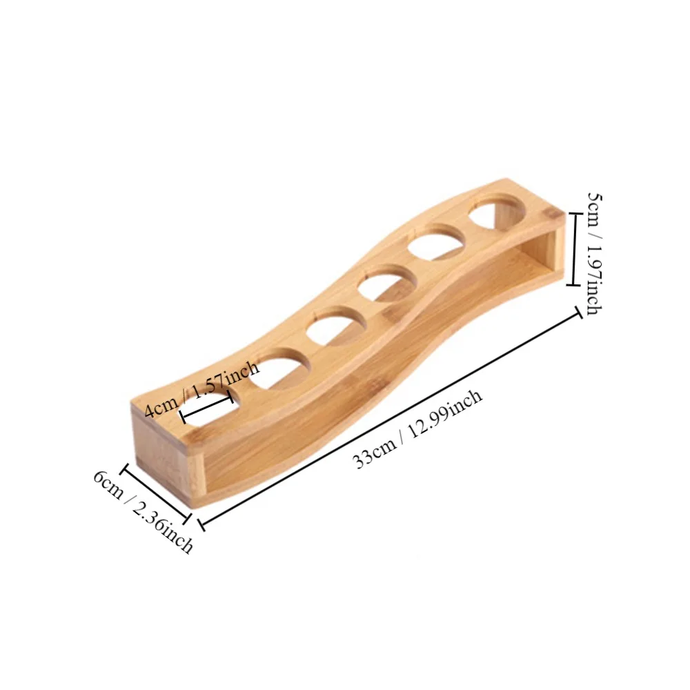 Держатель-подставка для бокалов Прочный бамбуковый поднос с 6 отделениями