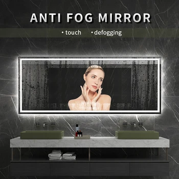 Smart Bluetooth Bathroom Mirror Anti-fog Shower Backlight Touch Control Dimmable Led Lighting Fogless Makeup Wall Mirrors 1