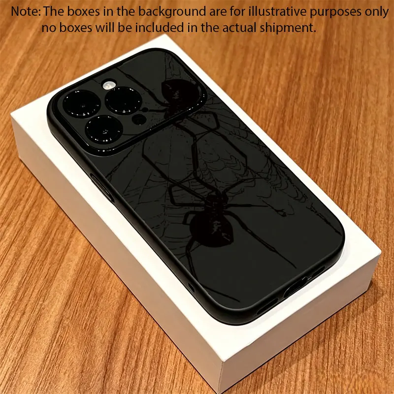 Фото Стильный черный чехол для телефона с узором паука для iPhone 11 12 13 14 15 Pro Max 16 Plus 17 Pro X XS XR, матовый, с большим окном, мягкая задняя крышка №2