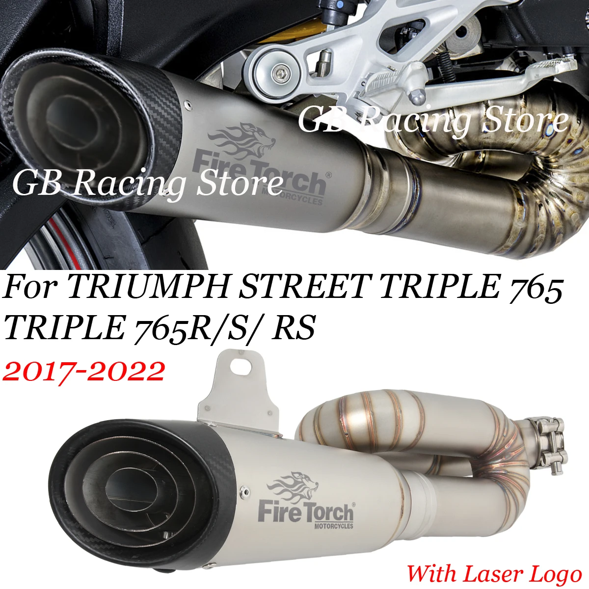 Slip On For TRIUMPH STREET TRIPLE 765 S R RS TRIPLE765 2017 - 2021 Motorcycle Exhaust Escpae Moto Mid Link Pipe Connect 51mm