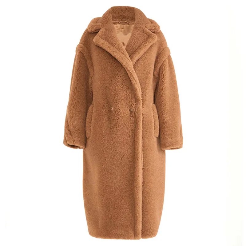 Women's Teddy Bear Coat Real Wool 2022 Lady's Alpaca Teddy Coat Long Jacket Fashion Female Sheep Fur Outwear S7480A