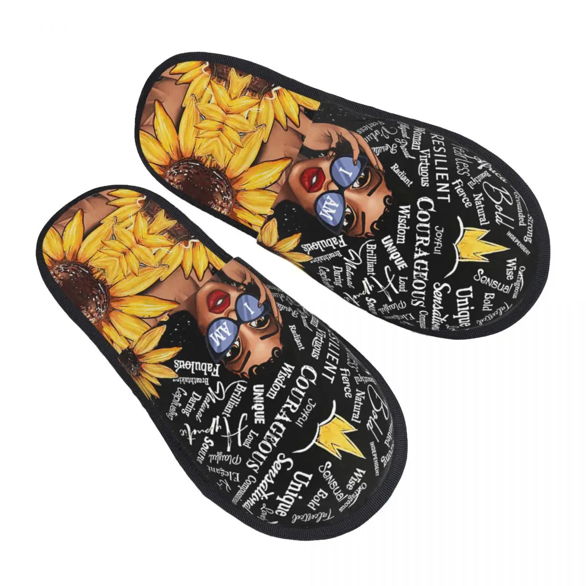 Женские африканские и американские черные домашние тапочки с принтом на заказ