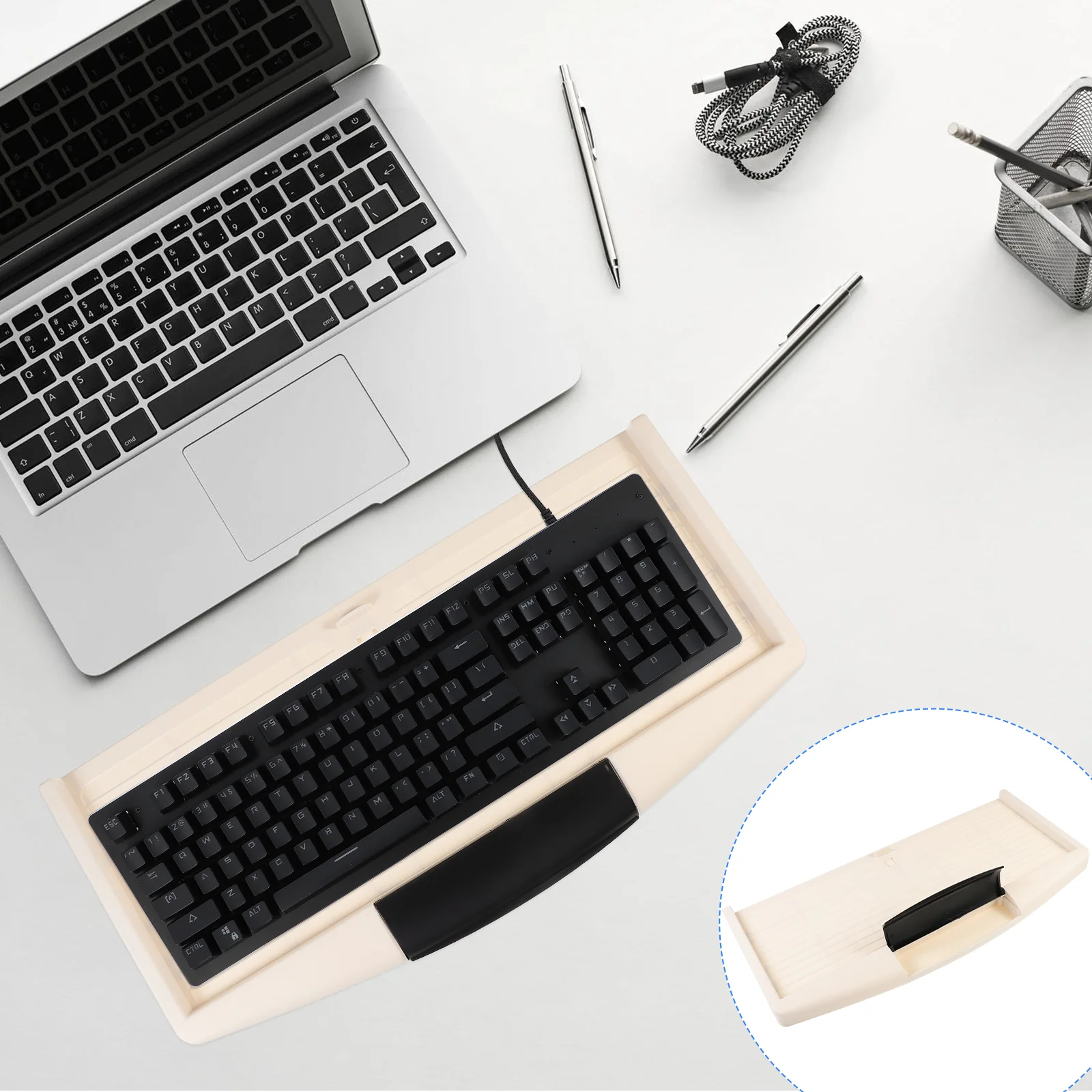 

Keyboard Tray Drawer Stand Slide Computer Outplatform Rack Desk Adjustable Workstation Wood Mount Slidertyping Holder Shelf