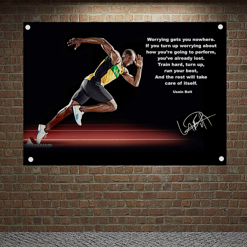

Sprinter Motivational Workout Posters Exercise Bodybuilding Banners Wall Art Flags Canvas Painting Tapestry Gym Wall Decor