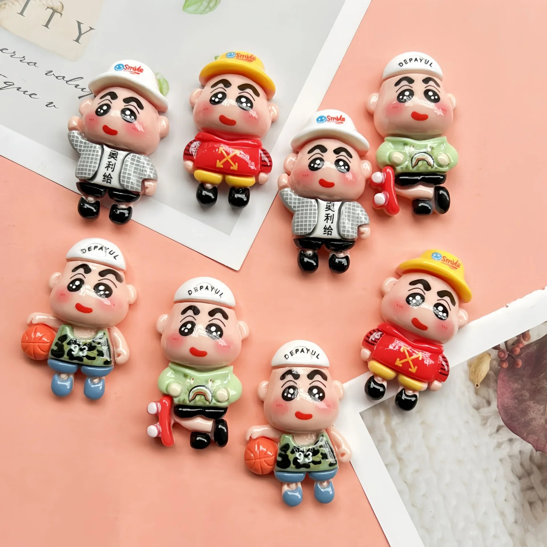 2 шт. яркий мультяшный скейтборд Bandai баскетбольный карандаш Shin-chan кабошон с