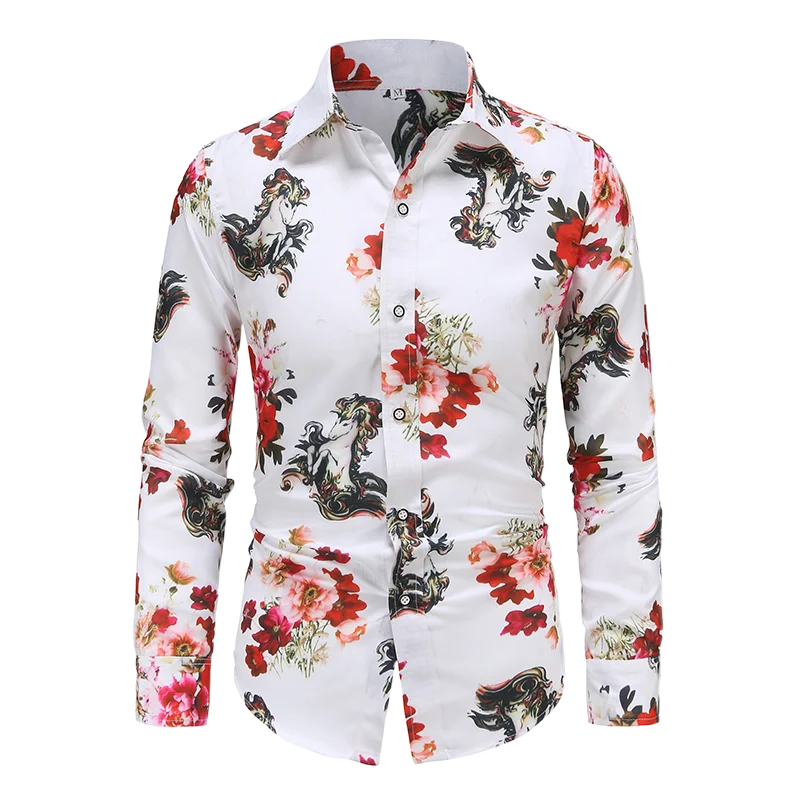 Vintage Shirt Men New in Blusa Masculina Shirt for Men Ropa De Hombre Printed Men Shirts Autumn Spring Tops