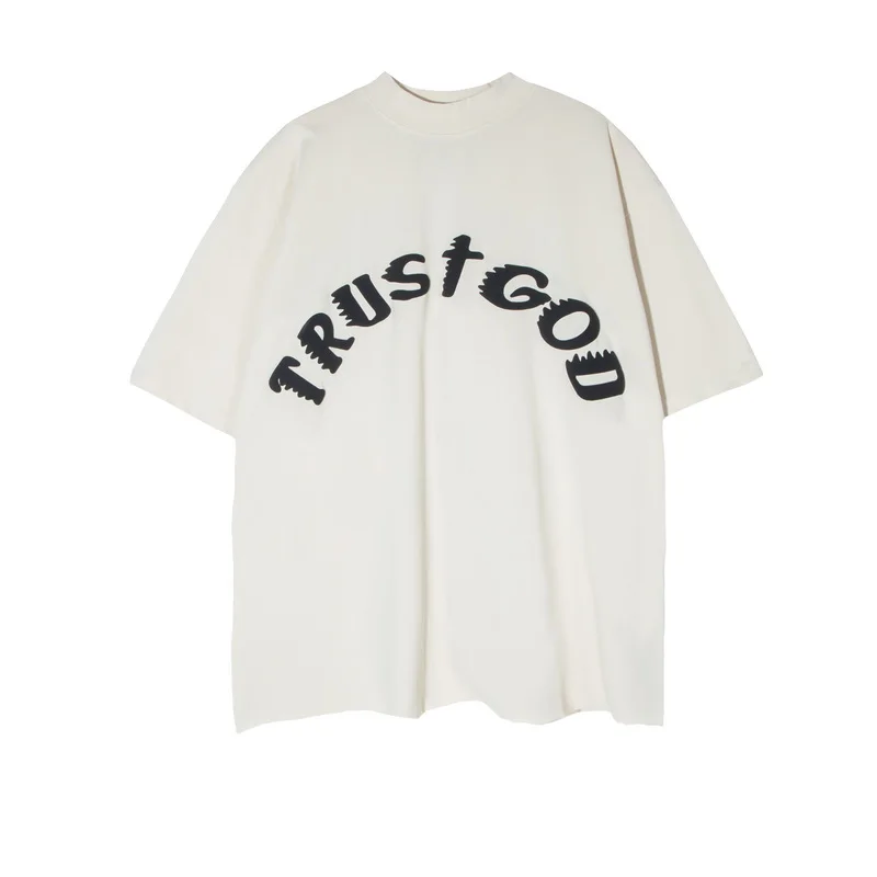 

Kanye West Sunday Service T-shirt Trust God Letter Print Tee Men Women 1:1 High Quality Tops CPFM Short Sleeve Holy Spirit