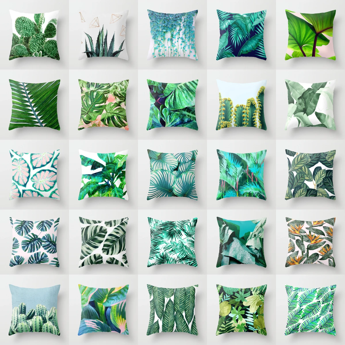 

New Green Tropical Leaves Cushion Cases Nordic Simple Geometric Decorative Pillows Case Livingroom Sofa Seats Throw Pillows 18&q