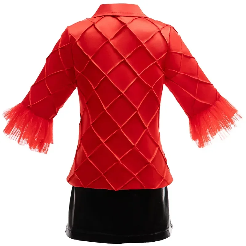 Детский красный костюм клоуна из куртки костюмы на Хэллоуин для девочек платье в