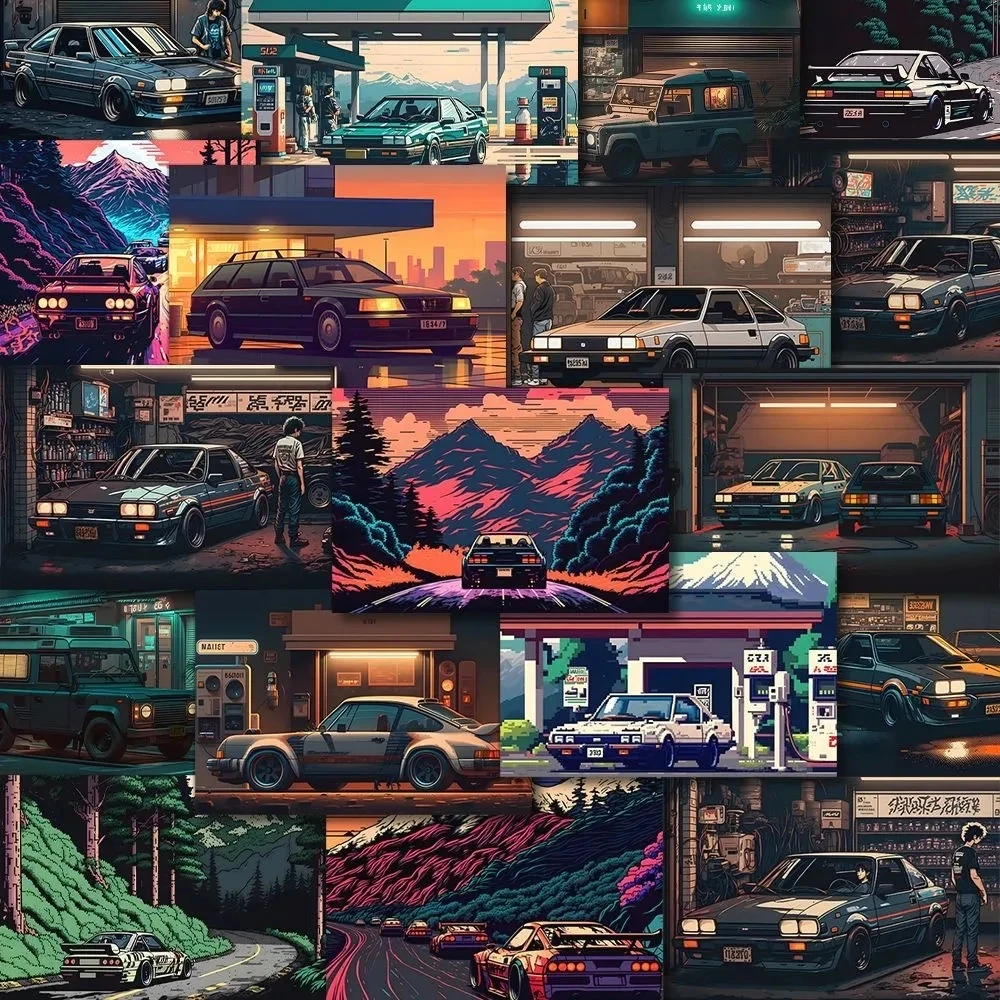

10/27/54Pcs Japanese Pixel JDM Retrofit Racing Stickers Cool for Car Bike Laptop Skateboard Motorcycle Helmet Sticker Decoration