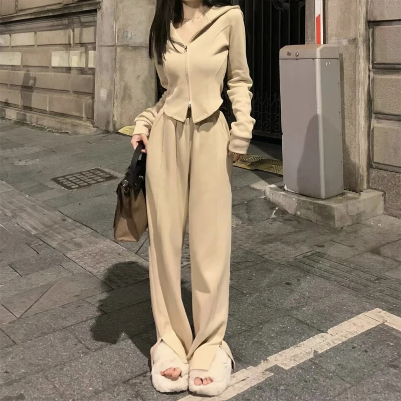 

2023 Spring and Autumn New Korean Version of the Hooded Sweatshirt Casual Pants Suit Sports Fashion Ageing Slim Two-piece Suit