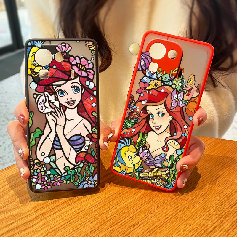 

Disney Princess Ariel Mermaid Frosted Translucent Case For Xiaomi 12 T 11 POCO F3 X3 X4 F4 M3 M4 NFC Pro GT Matte Cover
