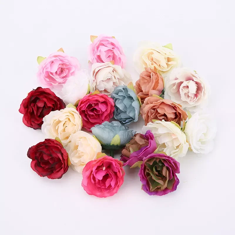 

4cm Artificial Flowers Head Silk Peony Fake Flowers For Home Room Wedding Decoration DIY Wreath Gift Scrapbooking Craft