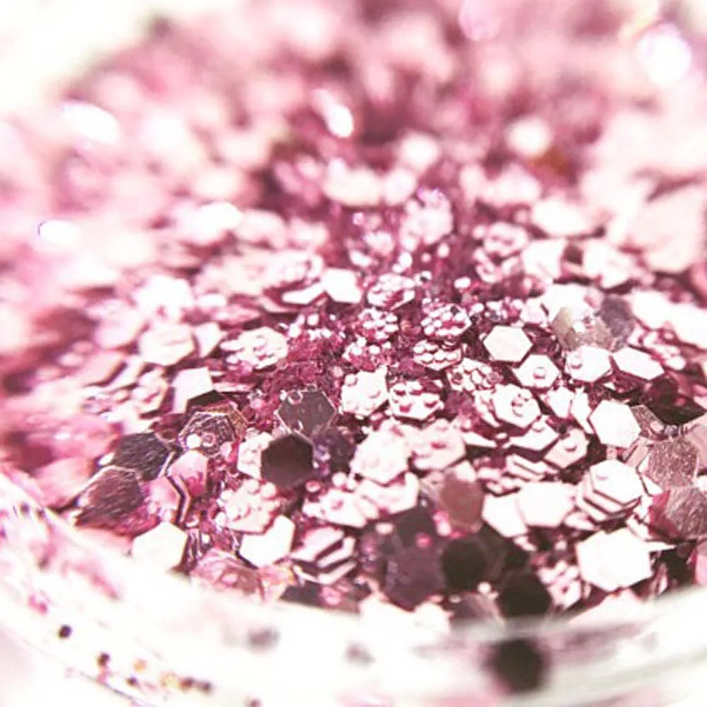 

3jar/set Rose Pink Nail Glitter Powder Sequins 0.2mm 1mm 0.2+1mm Mixed Paillette Hexagon 3D Nail Glitter Dust Decorations 5g