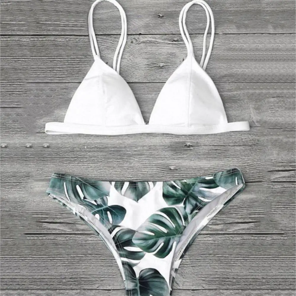 Женский костюм из 2 предметов летний сексуальный бюстгальтер с листьями и