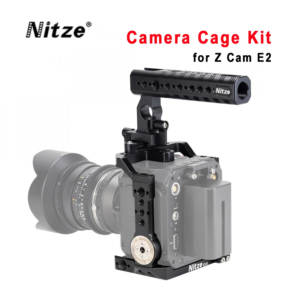 

Nitze ZHT-E2-II Camera Cage Kit for Z Cam E2 Camera with NATO Handle Cable Clamps Built-in NATO Rail ARRI Rosette