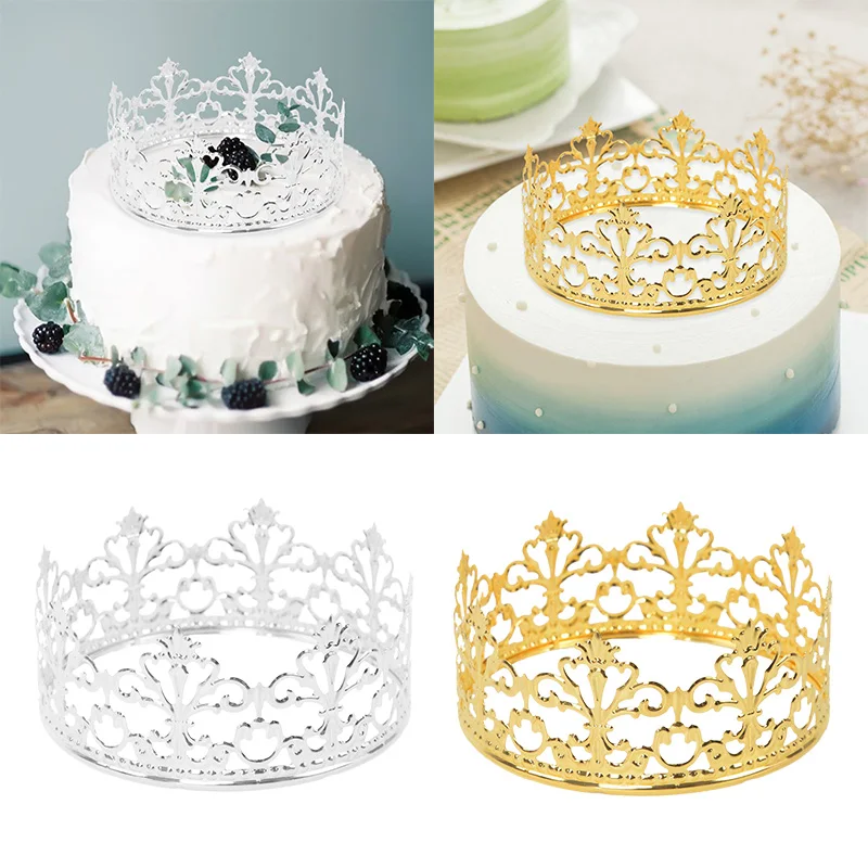 Gold Silver Color Crown Cake Topper Girl Princess Tiara Birthday Cake Topper Wedding Cake Decoration Party Favor Baking Supplies