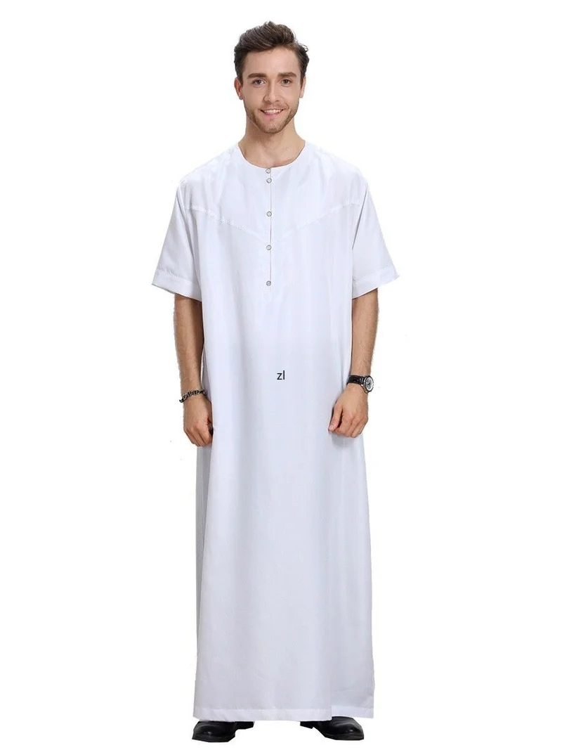 Muslim Robe Arab Men Thobe Ramadan Costumes Solid Arabic Pakistan Saudi Arabia Eid Turkey Abaya Male National Islamic Clothing