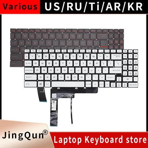 Для ноутбука MSI Sword 15 A12UC A12UD A12UE A12UG A12VE A12VF A12VG, английская/российская клавиатура с синей подсветкой