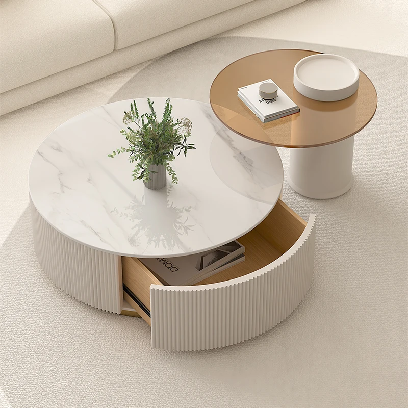 

Round Side Coffee Tables Living Room Nordic Luxury Transparent Table Minimalist Small Glass Kaffee Tische Furniture Living Room