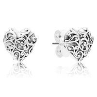 original romantic regal hearts with crystal studs earring for women 925 sterling silver wedding gift pandora jewelry