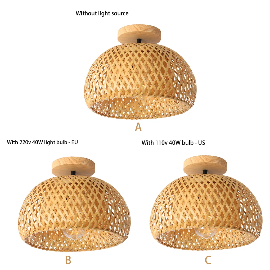 

Retro Charm Modern Bamboo Ceiling Light For Bar Strong Structure Neat Look Lighting Room 40W bulb 110v- US