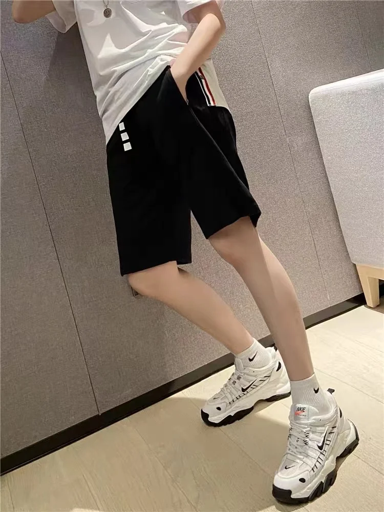Classic Webbing Tb Women Shorts Summer New Loose Four-bars Couples Wear Casual Straight Five-point Pants Tide Brand 2022