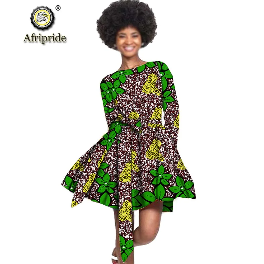 

2019 африканские платья для женщин с принтом Анкары, женская одежда с поясом, повседневное сексуальное мини-платье для вечеринки, AFRIPRIDE S1925098