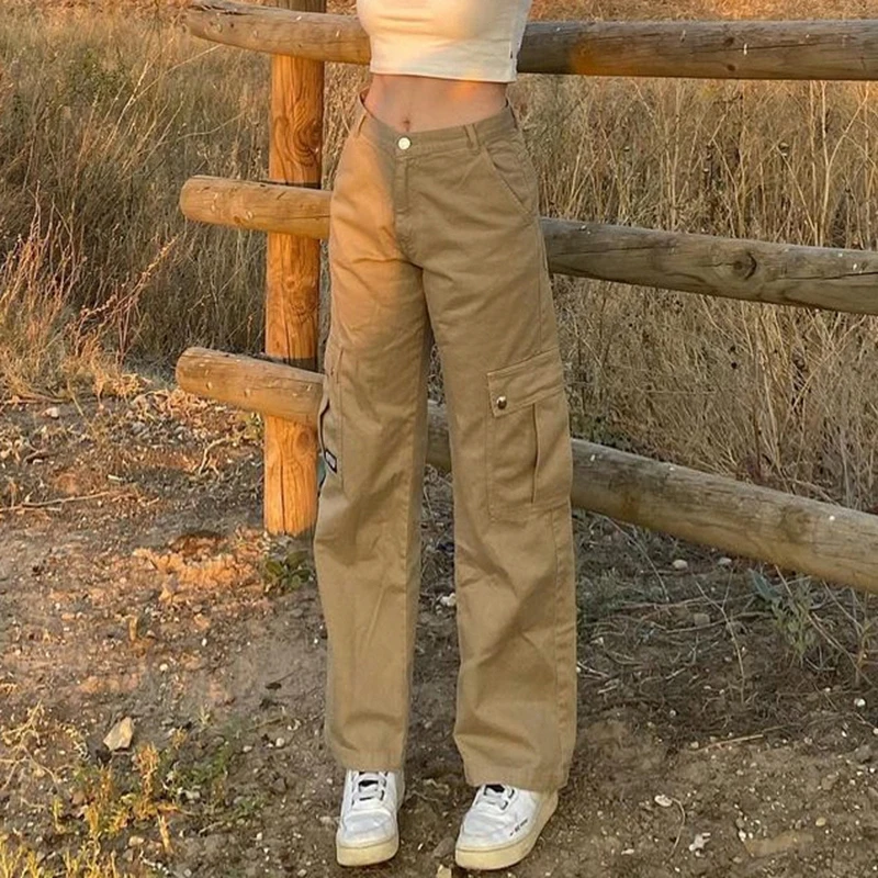 

Women's Casual Pants Solid Color Summer Autumn Girls Vintage Style Long Straight-leg Trousers with Pockets for Shopping Dating