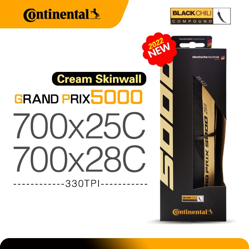 New Continental GrandPrix 5000/700X25C 28C Clincher Road Bicycle Tires Cream Skinwall Bicycle Folding Stab-Resistant Tire GP5000
