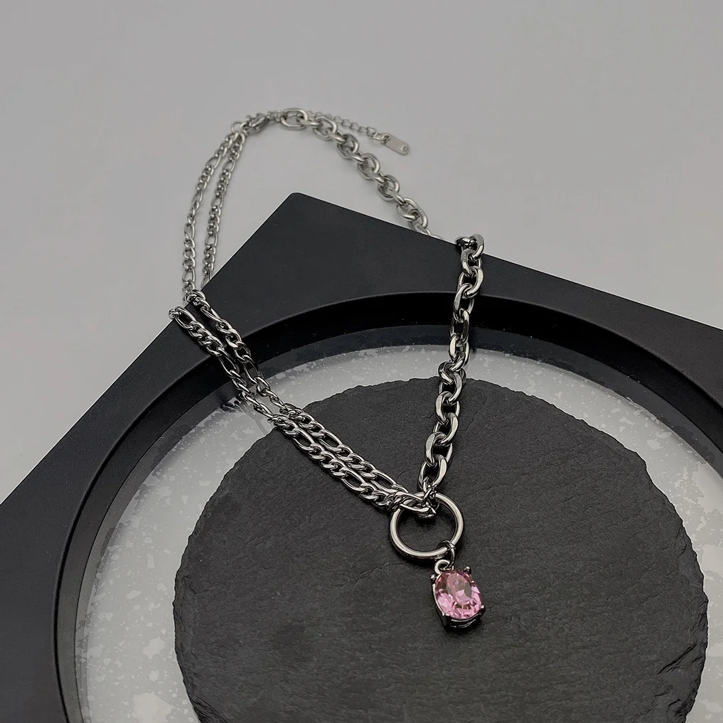 

2022 New Woman Fashion Water Drop Crystal Necklace Simple Temperament Sweater Chain Design Sense Metal Accessories