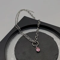 2022 new woman fashion water drop crystal necklace simple temperament sweater chain design sense metal accessories
