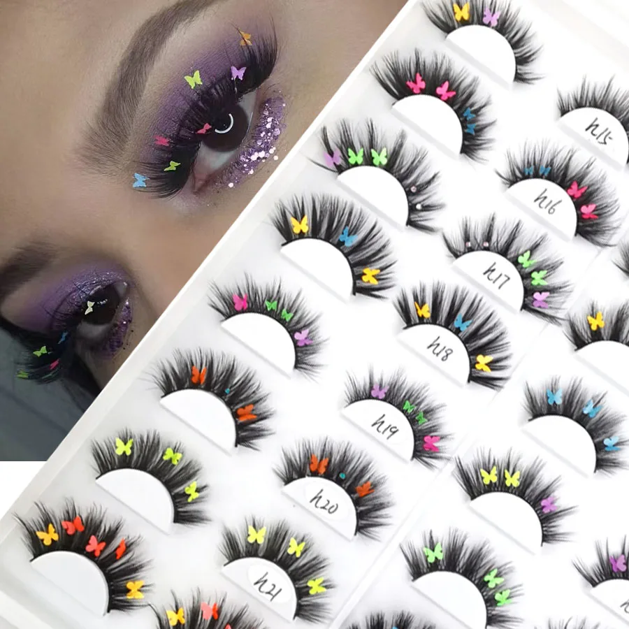 

3D Faux Mink Lashes with Butterflys or Flowers on Them In Bulk Wholesale Full Strip Makeup False Eyelashes Butterfly Lash Party